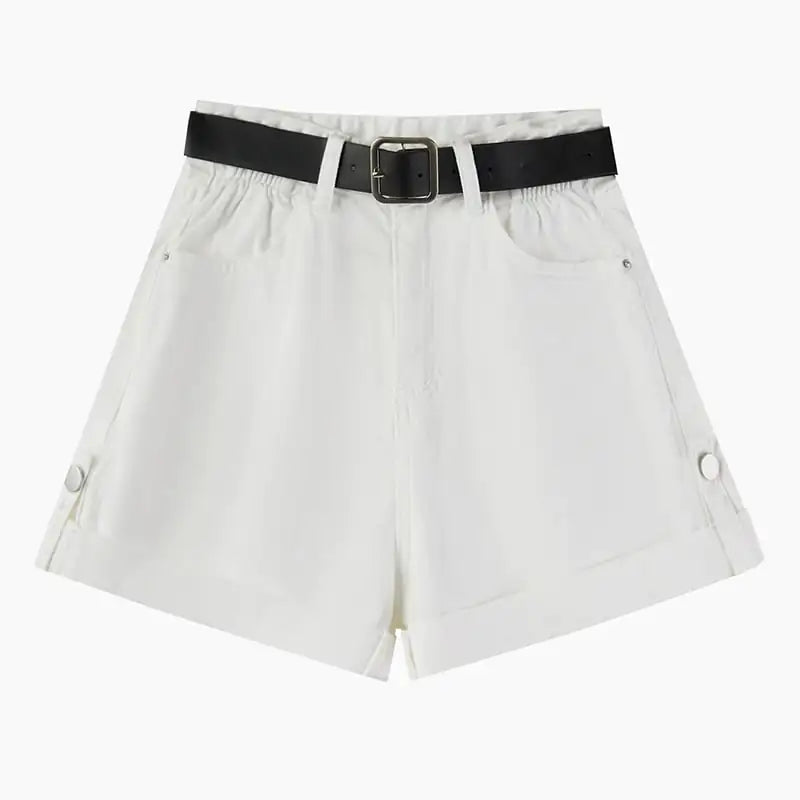 High Waist Curly Denim Shorts for Women