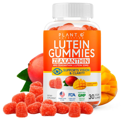 PLANT.O NUTRITION Lutein & Zeaxanthin Eye Health Supplement - Delicious Vegan Eye Care Vitamins 20mg Lutein and Zeaxanthin Gummies for Vision Clarity Dry Eye Relief and Blue Light Support