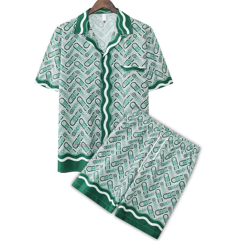 Vintage Green Ripple Printed Oversized Tracksuit Set