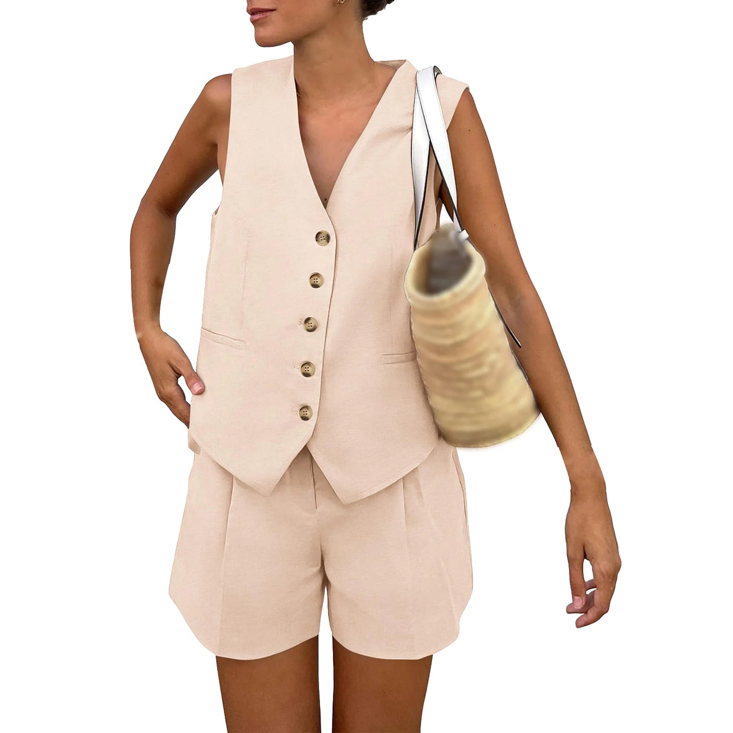 Sleeveless Vest Shorts Casual Suit