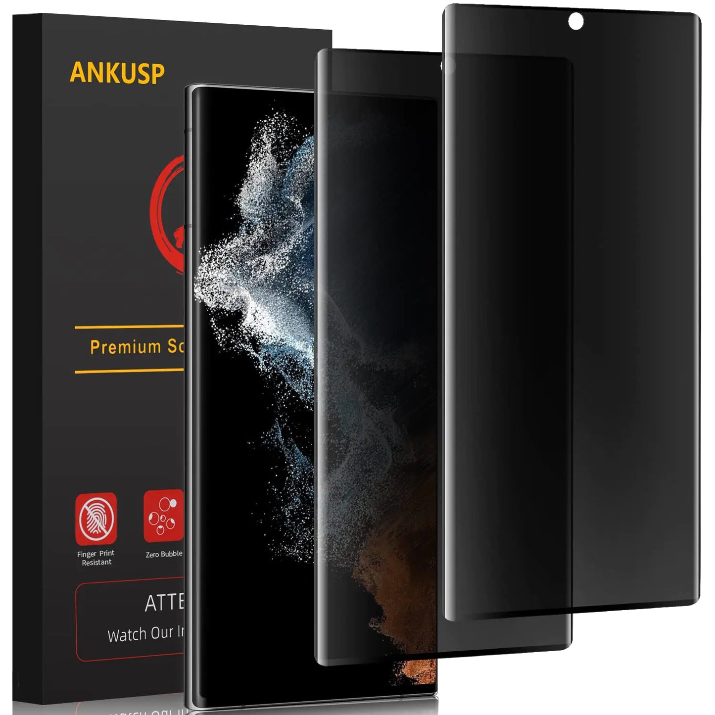 ANKUSP [2 Pack] Privacy Screen Protector for Samsung Galaxy S23 Ultra 5G [Anti-Scratch] Anti-Spy 3D Curve Edge 9H Hardness Case Friendly Tempered Glass Screen Protector for Samsung Galaxy S23 Ultra