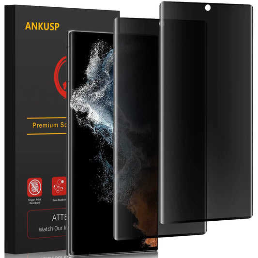 ANKUSP [2 Pack] Privacy Screen Protector for Samsung Galaxy S23 Ultra 5G [Anti-Scratch] Anti-Spy 3D Curve Edge 9H Hardness Case Friendly Tempered Glass Screen Protector for Samsung Galaxy S23 Ultra