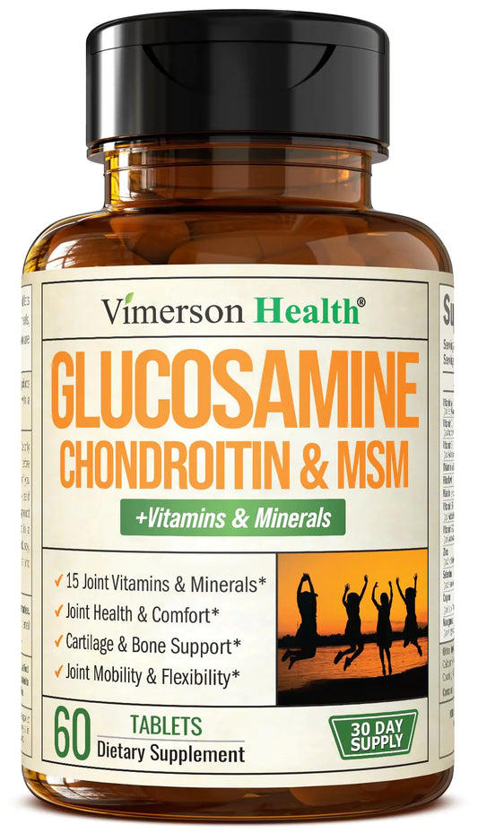 Glucosamine Chondroitin MSM Joint Support Supplement with Glucosamine Sulfate 1000 mg Plus 15 Nourishing Joint Vitamins - Joint Health Chondroitin Sulfate MSM Supplement for Women and Men - 60 Tablets