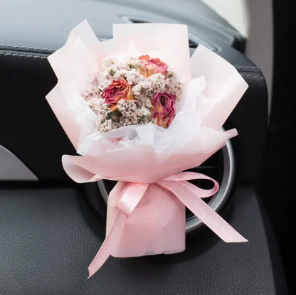 Car Vent Aromatherapy Perfume with Handmade Eternal Dried Rose Bouquet