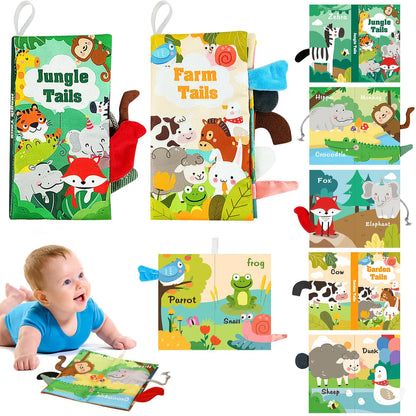 YZNlife Baby Toys 0-6 Months Baby Books 2PCS Baby Toys 6-12 Months - Soft Crinkle Squeaky Sensory Tummy Time Toys - Baby