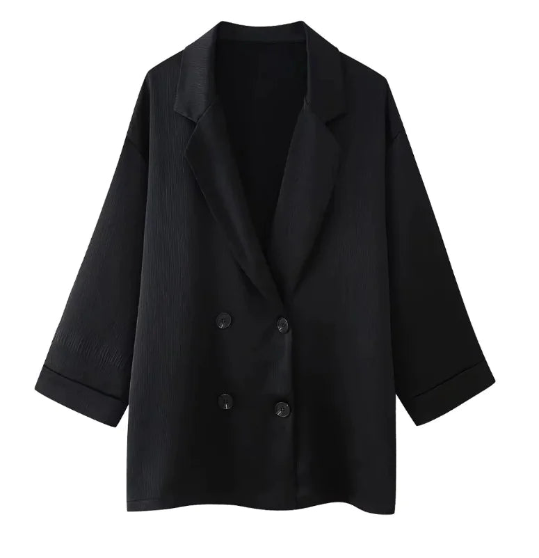 Ruffled Blazer & Casual Trousers Suit