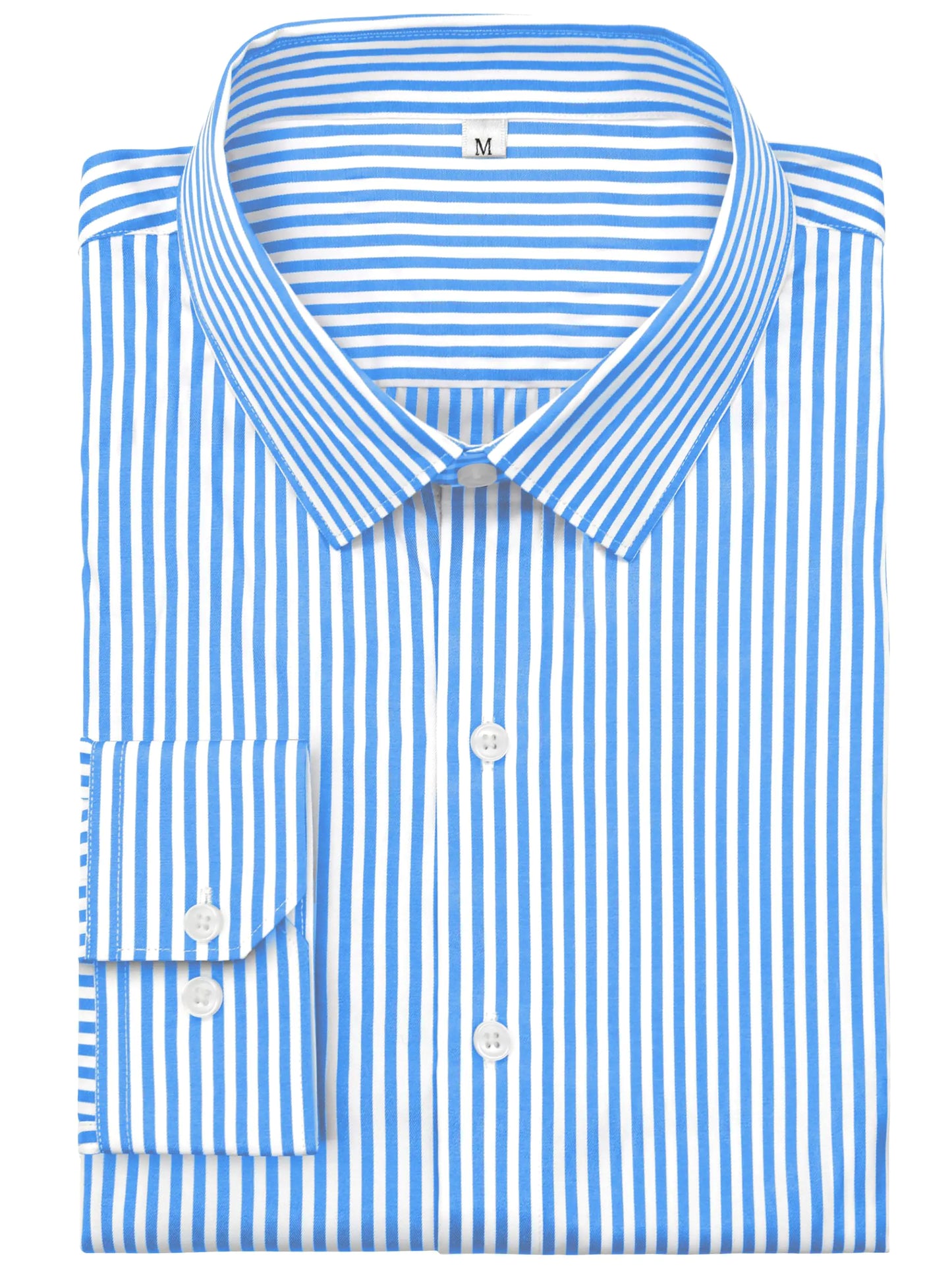 GIANZEN Light Blue Long Sleeve Shirt Mens Dress Shirts Striped for Men Mens Button Down Regular Fit Formal Business Collar Light Blue Size M Tall