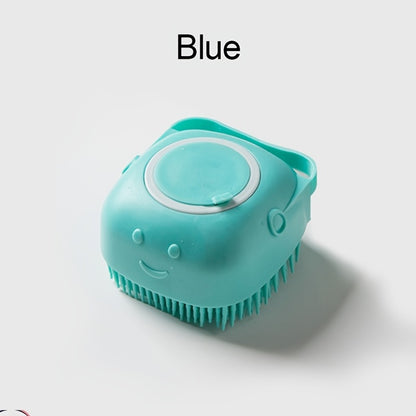 Soft Dog Shampoo Massager Bath Brush with Detachable Head & Soft Bristles - Gentle Pet Grooming Shower Brush for Sensitive Light Beige, Easy-Clean Design, Multi-Color Options (Pink, Blue, Yellow, Green, Turquoise) - Bath Time