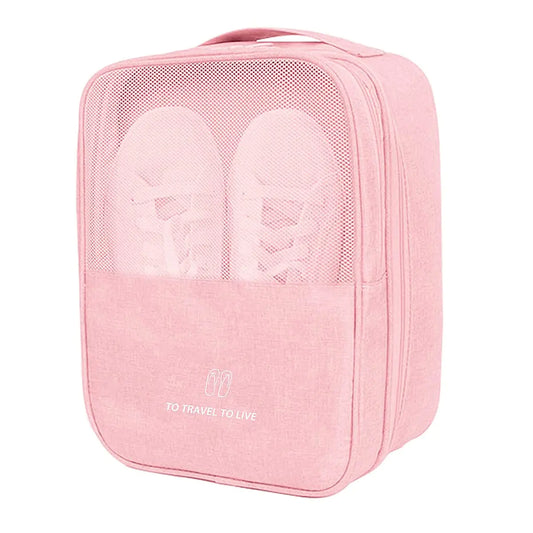 CINLITEK Shoe BagTravel Shoe Bag Waterproof Portable Organizer Storage Shoe Pouch Holds 3 Pair of Shoes (PINK)