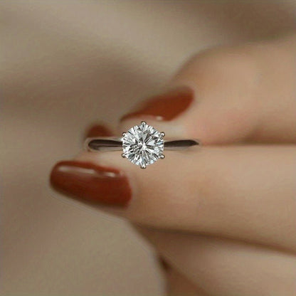 New Women'S One-Carat 925 Silver Moissanite Ring Plated with Tp950.