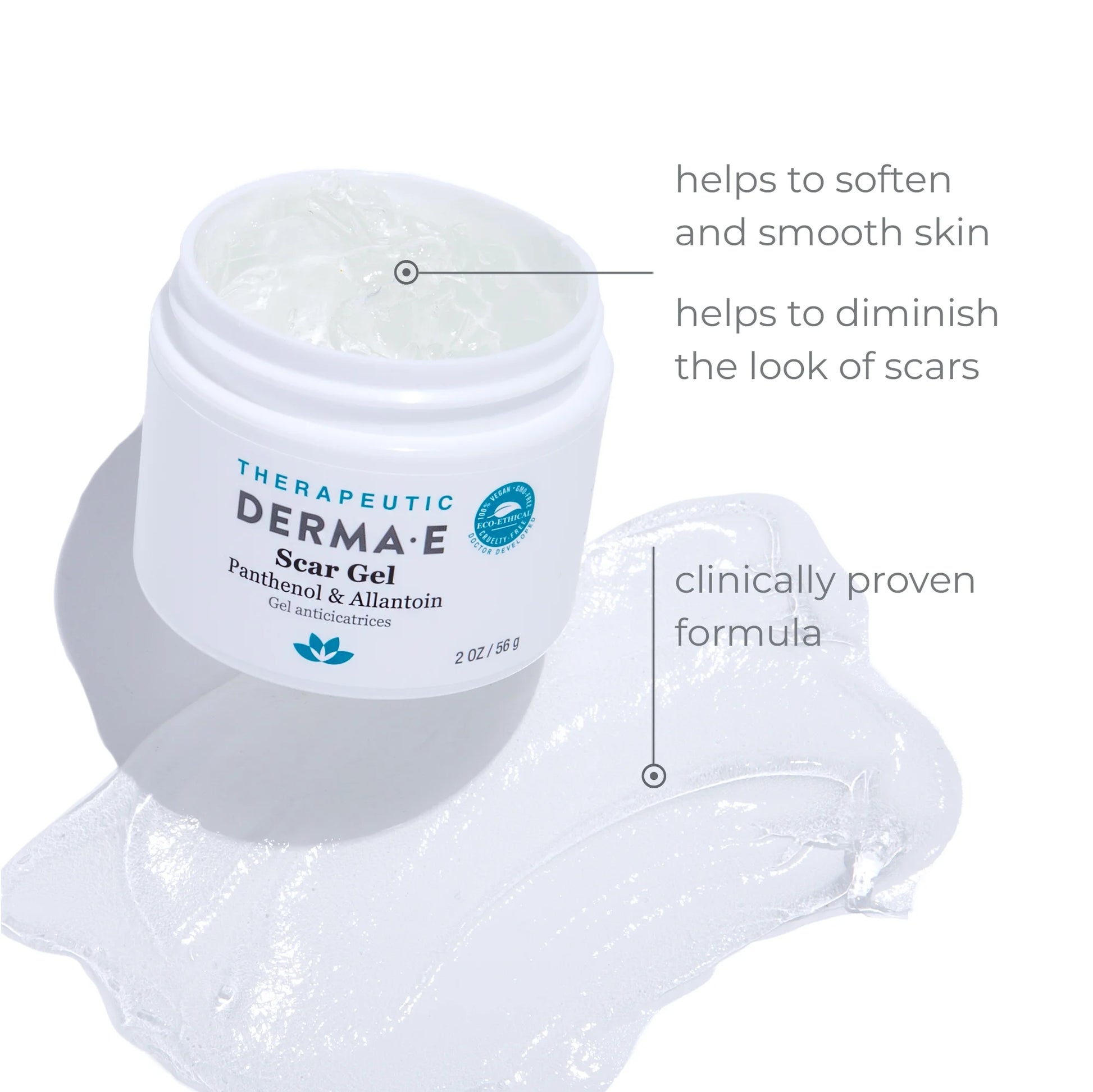 Scar Gel, Reduce Scar Appearance, Vegan Skin Care, 2 Oz