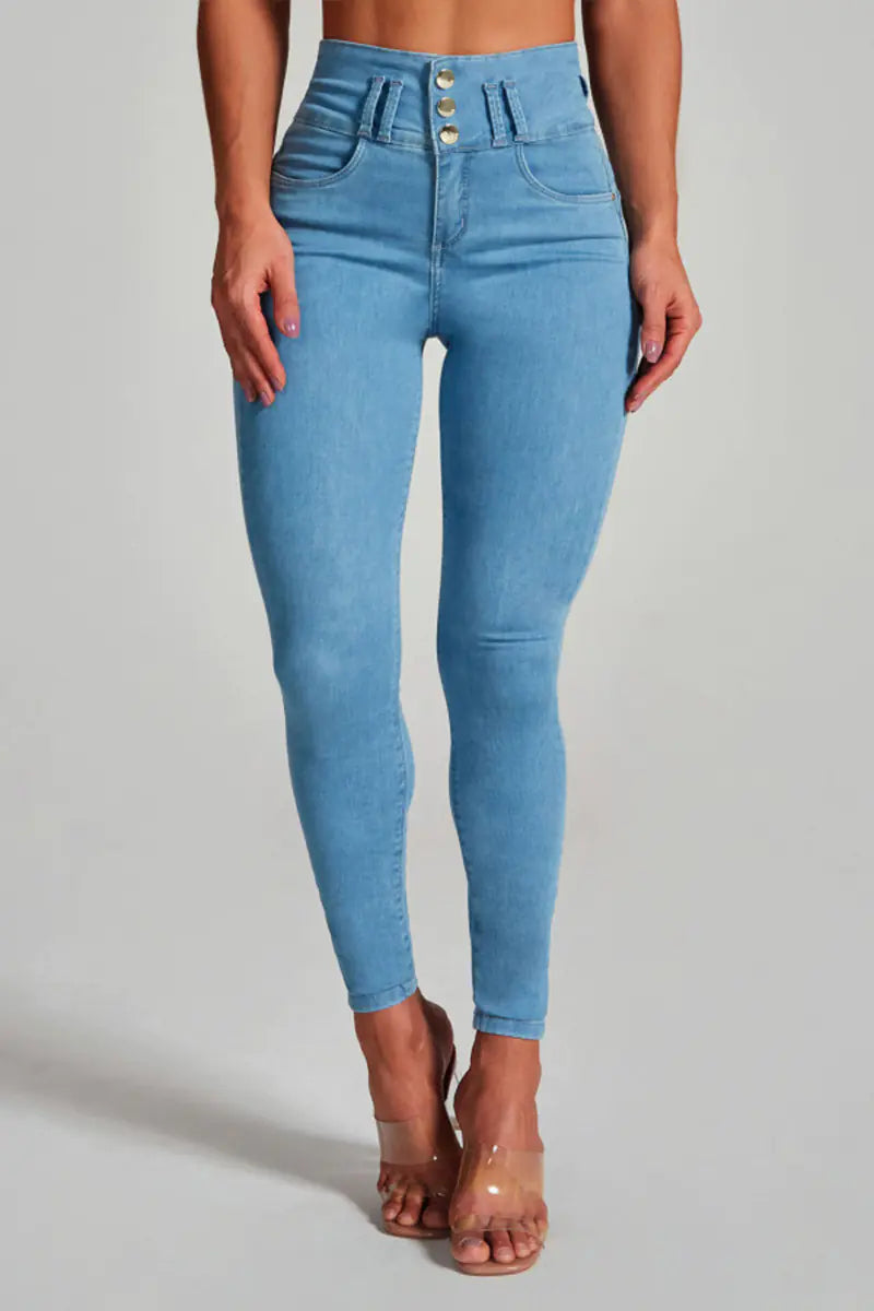 High-Rise Skinny Jeans for Women - Slim Fit Curve Sculpting