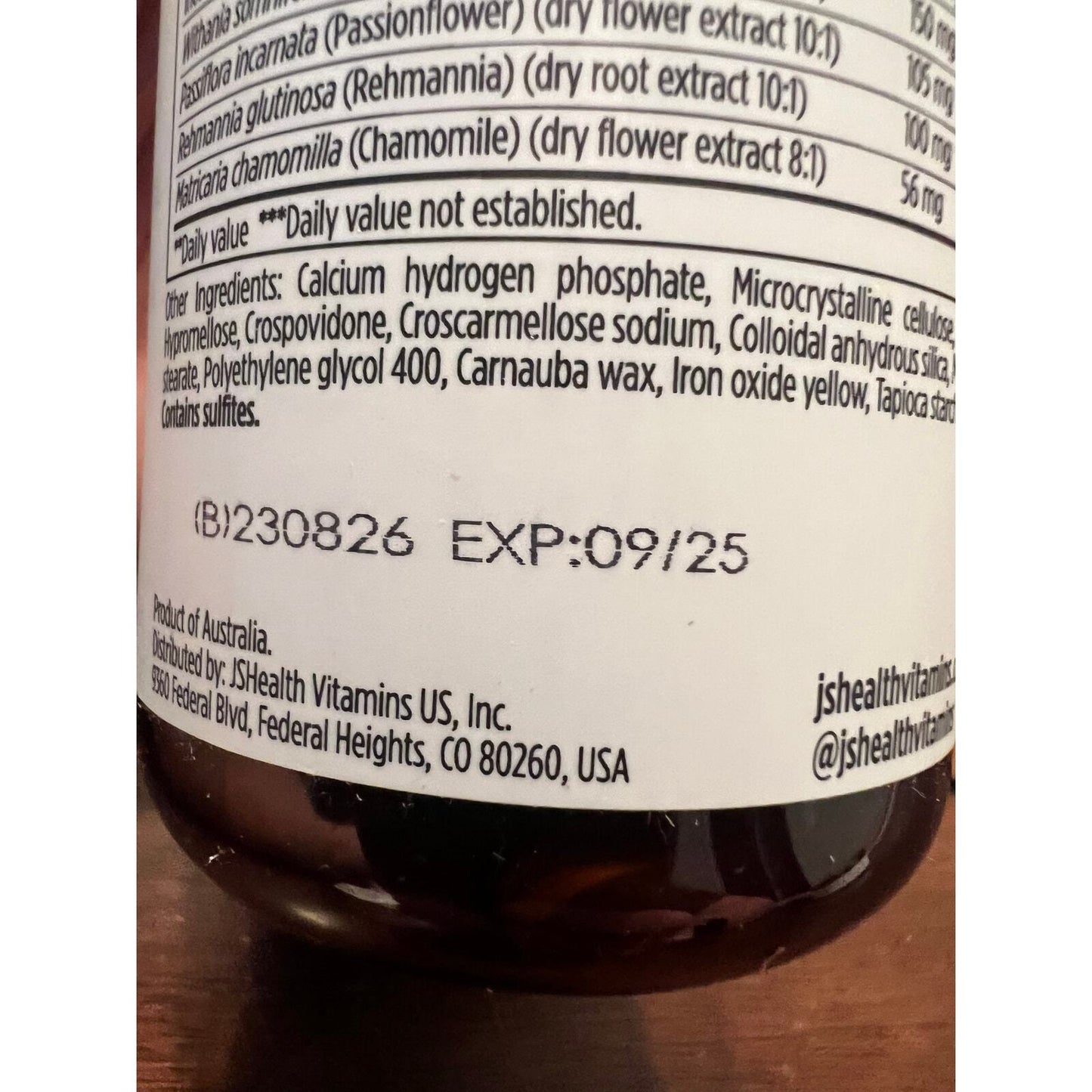 JS Health - Calm & Destress Supplements Exp 09/2025