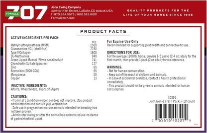 Joint 6In1 Equine Supplement, Daily Fresh Packs – Support for Joint Integrity and Inflammatory Response in Horses – Green-Lipped Mussel, MSM, Glucosamine, Chondroitin & Collagen