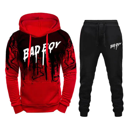 Men's High-Quality Hooded Tracksuit Set for Outdoors