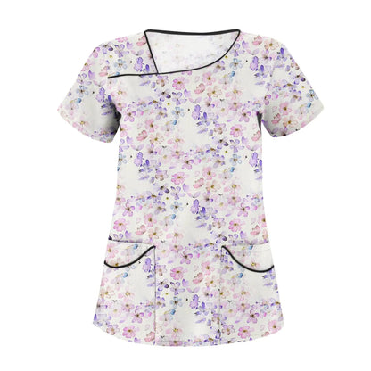 Scrubs for Women Scrub Tops Plus Size Scrubs Plus Size Scrubs for Women Scrub Tops Women Stretchy White Tops for Women 2024 T Shirt Y2k Clothes Athletic Tops for Women Womens Tops（1-PinkXL）