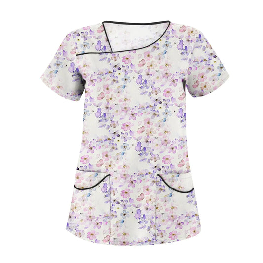 Scrubs for Women Scrub Tops Plus Size Scrubs Plus Size Scrubs for Women Scrub Tops Women Stretchy White Tops for Women 2024 T Shirt Y2k Clothes Athletic Tops for Women Womens Tops（1-PinkXL）