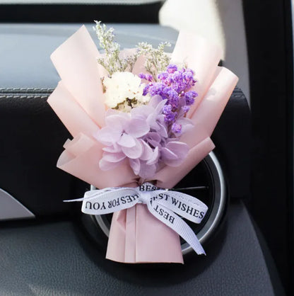 Car Vent Aromatherapy Perfume with Handmade Eternal Dried Rose Bouquet