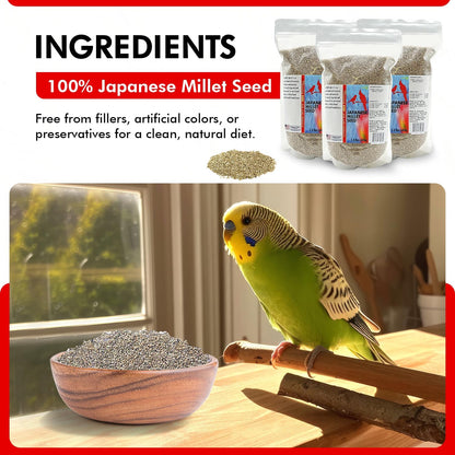 Japanese Millet Seed - Healthy & Nutritious Pet Bird Food to Support Health - Rich in Vitamins and Supplements – Ideal Bird Feed for All Seed Eating Birds 4.5 Lbs (3-Pack, 1.5 Lbs Each)