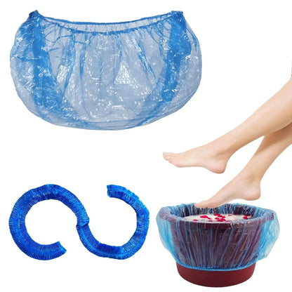 TP Plastic 100PCS Disposable Pedicure Spa Liners - Blue Plastic Foot Tub Bags for Pedicure Spa Salon Home Use - Single Use Foot Bath Basin Liners for Hygiene - Fits All Foot Spas