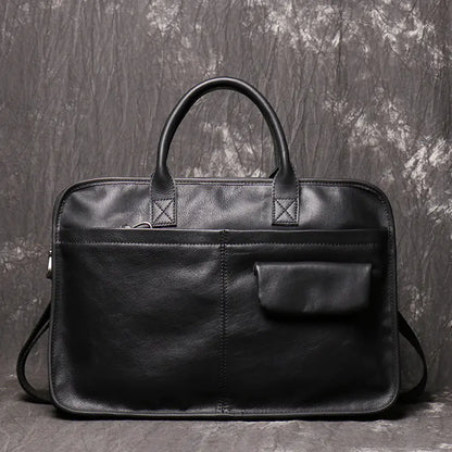 Men's Leather One Shoulder Crossbody Briefcase