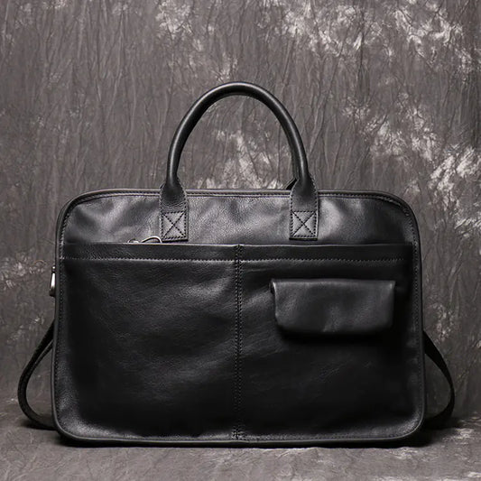 Men's Leather One Shoulder Crossbody Briefcase