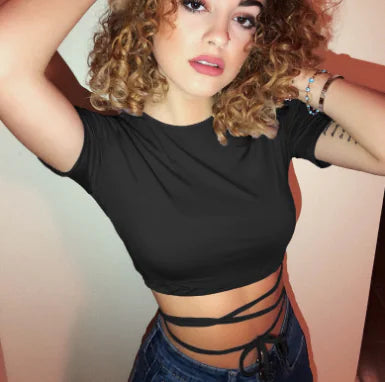 Cotton Bandage Short-Sleeved T-Shirt for Men/Women