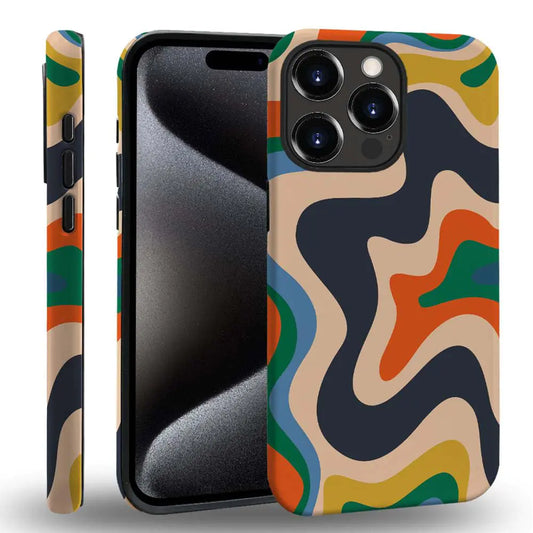 DAIZAG Phone Case Compatible with iPhone 15 Pro MaxBrown-orange Curve Hybrid 2-Layer Hard Shell Protective Slim Case for iPhone 15 Pro Max