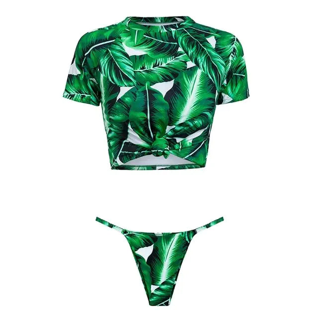 2018 Trending Knot Bikini Set with Half Sleeves