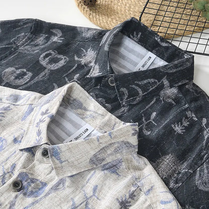 L996 Summer Casual Printed Beach Shirt for Men