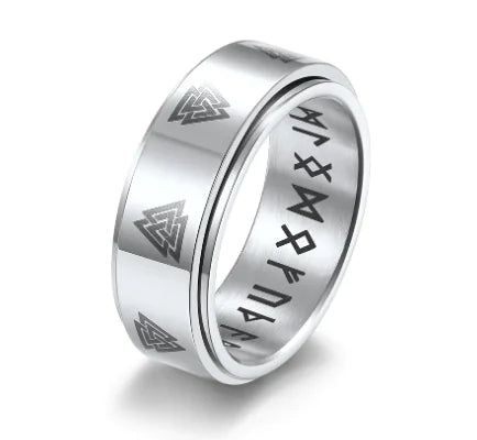 Rotatable Triangle Pattern Stainless Steel Ring