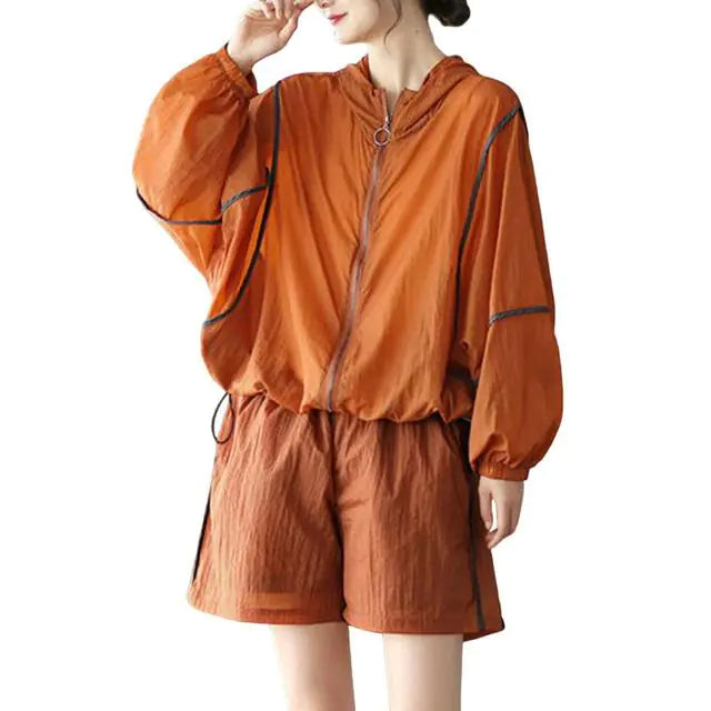 Women's Sun Protection Hooded Tracksuit with Zipper