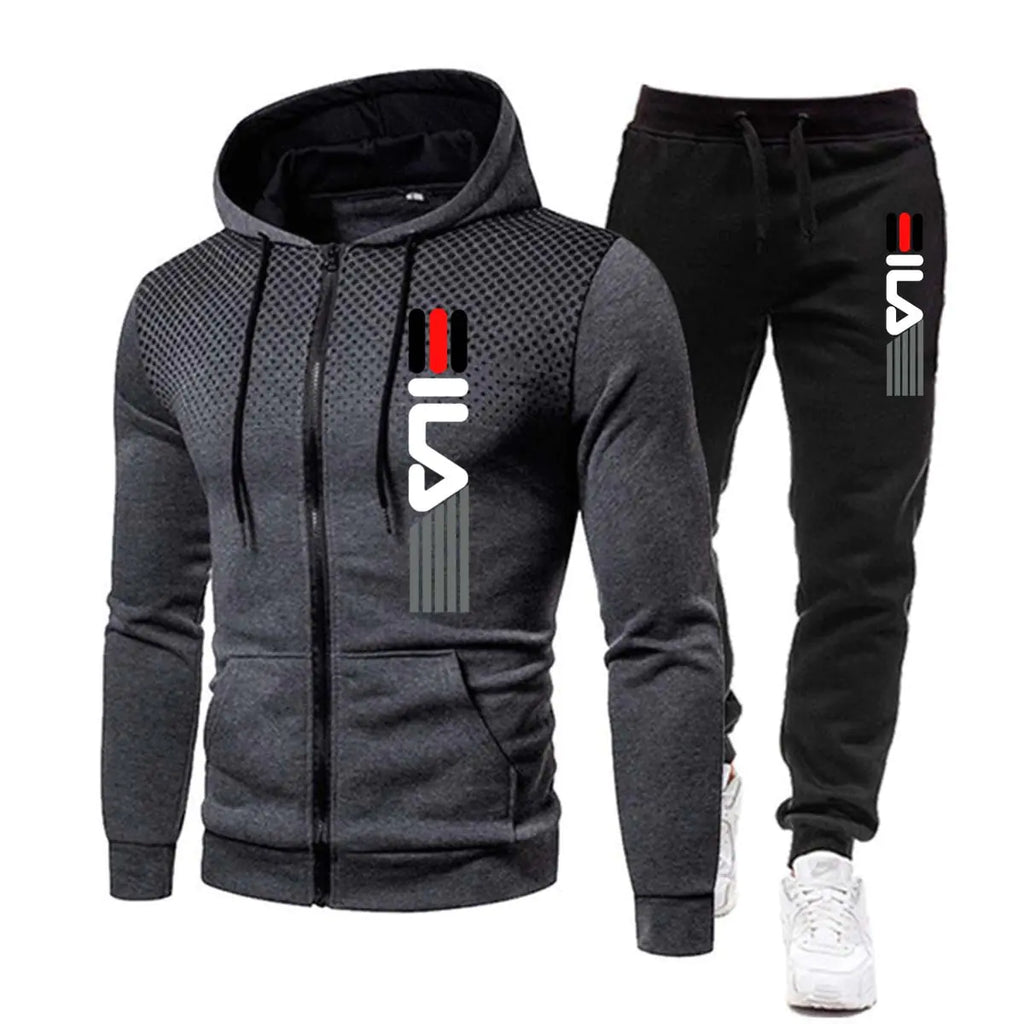 2023 Fall Winter Men's Fleece Dot Tracksuit Set