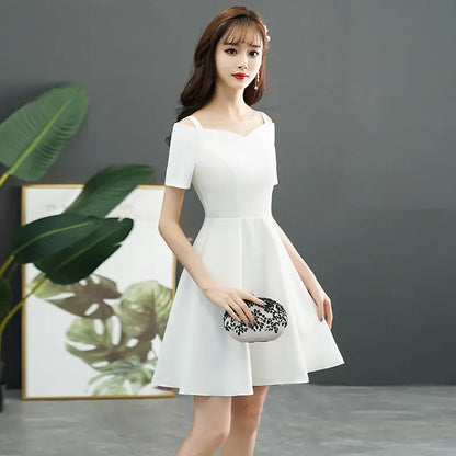 White Evening Dress for Women - Off-Shoulder Mini Dress