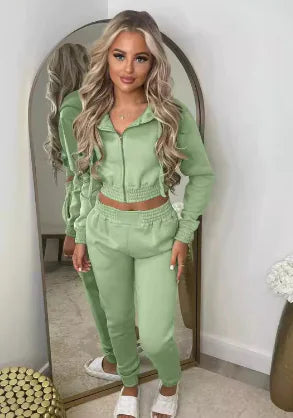 Hooded Long Sleeve Tracksuit Set for Sports