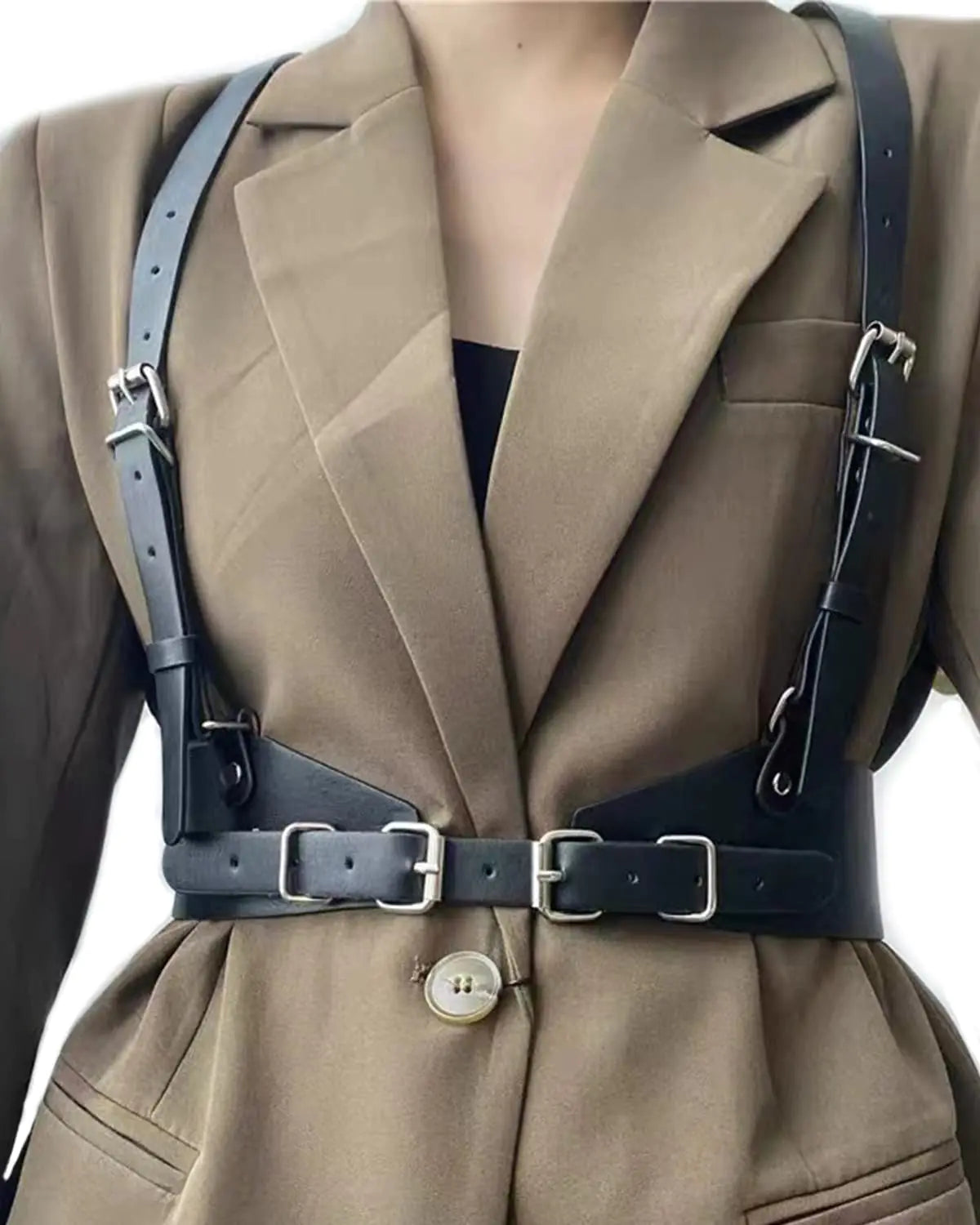 Punk Leather Body Harness for Women Adjustable Body Chain Belt Rave Party Accessories