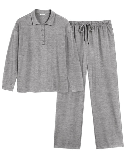 Ekouaer Lounge Sets for Women 2 Piece Outfits 2024 Long Sleeve Top with Pants Sweatsuit Tracksuit S-XXL