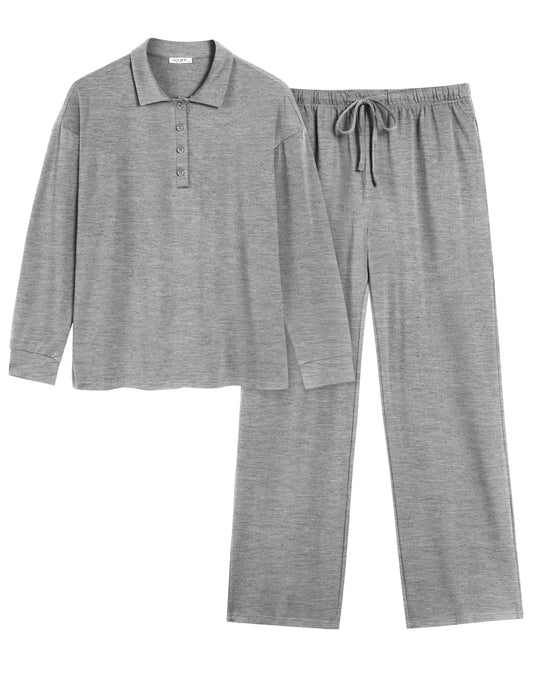 Ekouaer Lounge Sets for Women 2 Piece Outfits 2024 Long Sleeve Top with Pants Sweatsuit Tracksuit S-XXL