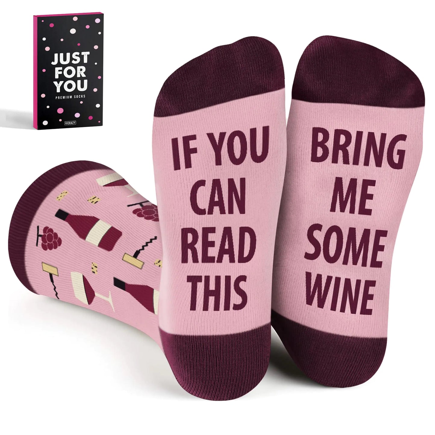 VICRAZY Wine Gifts for Women - Funny Wine Socks for Women - Gifts for Wine Lovers - Wine Accessories for Wine Lovers Stocking Stuffers for Women