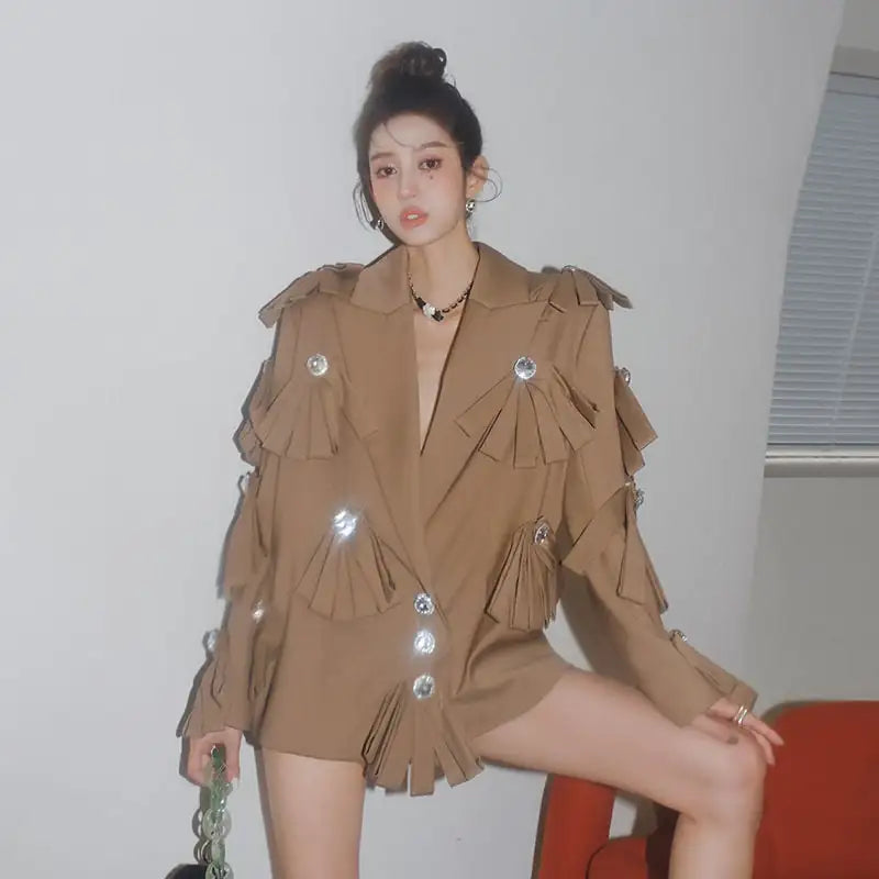 Beaded Diamond Bow Casual Suit