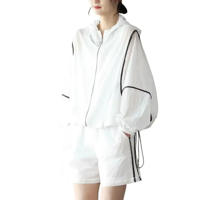 Women's Sun Protection Hooded Tracksuit with Zipper
