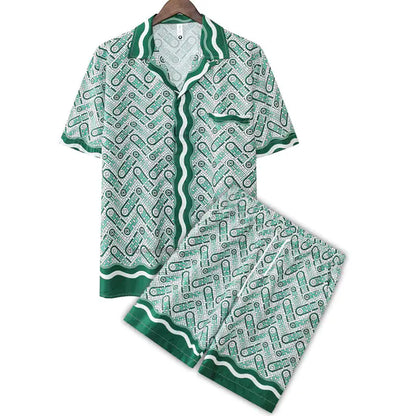 Vintage Green Ripple Printed Oversized Tracksuit Set