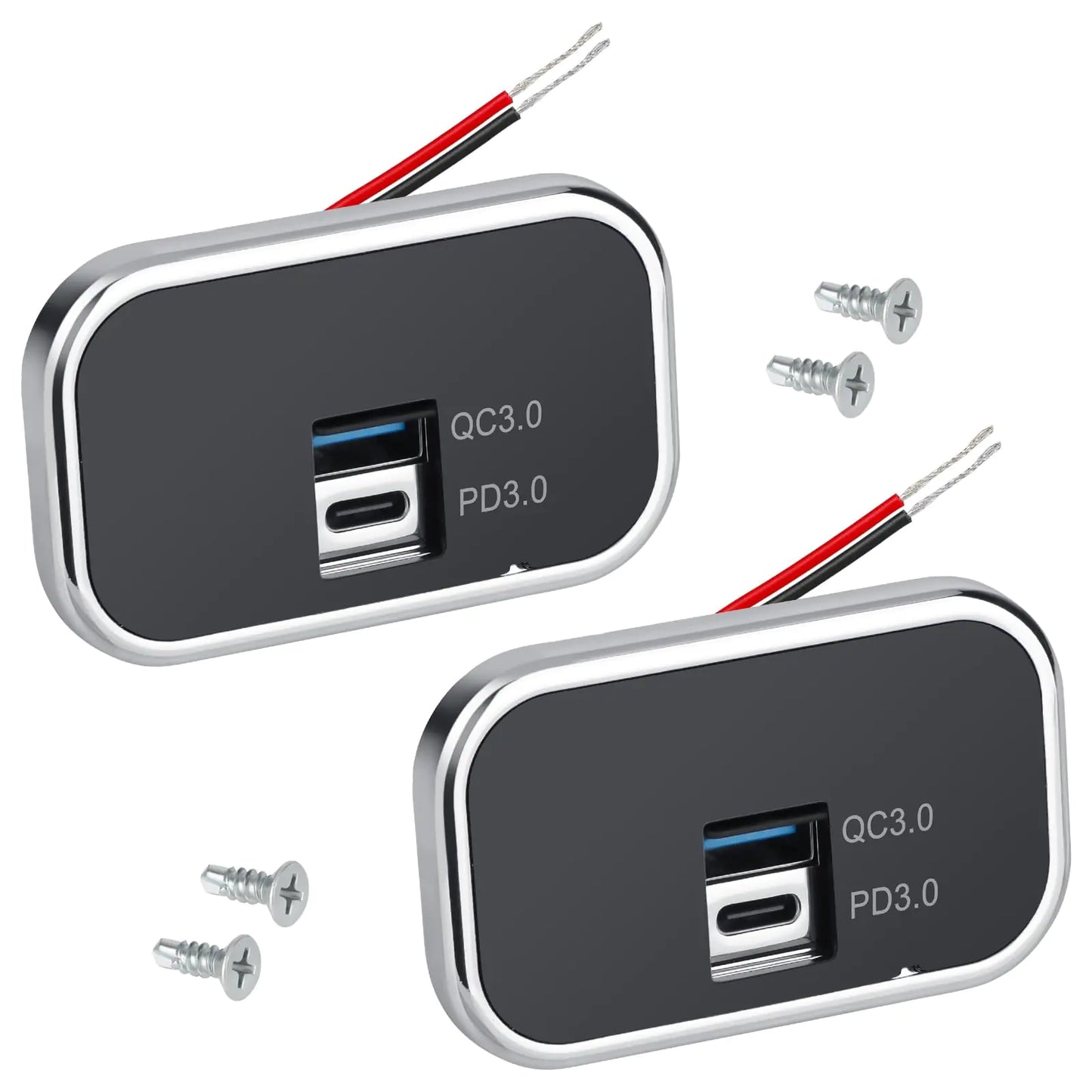 Linkstyle 12V USB Outlet 18W QC3.0 USB-A Port & 18W PD3.0 USB-C Port Charger Socket Outlet Socket Panel for Car Boat