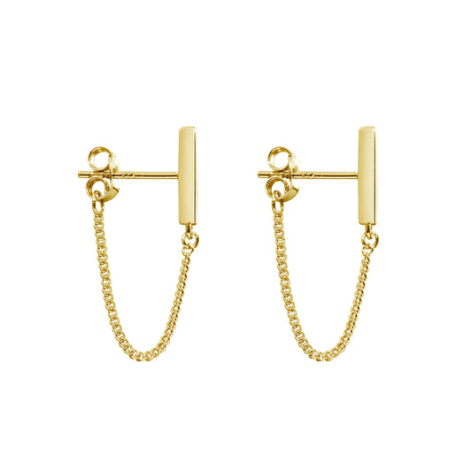 Chain Earrings for Women Gold Dangle Earrings For Women Gold Plated Earrings for Women Sterling Silver Gold Stud Earrings for Women (14K Gold)