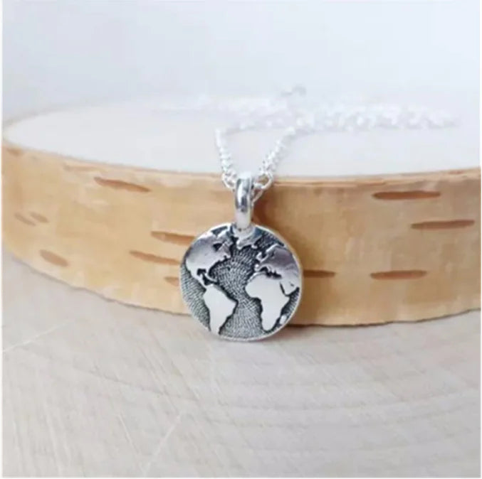 Map Pendant Necklace - Small Globe Map Necklace