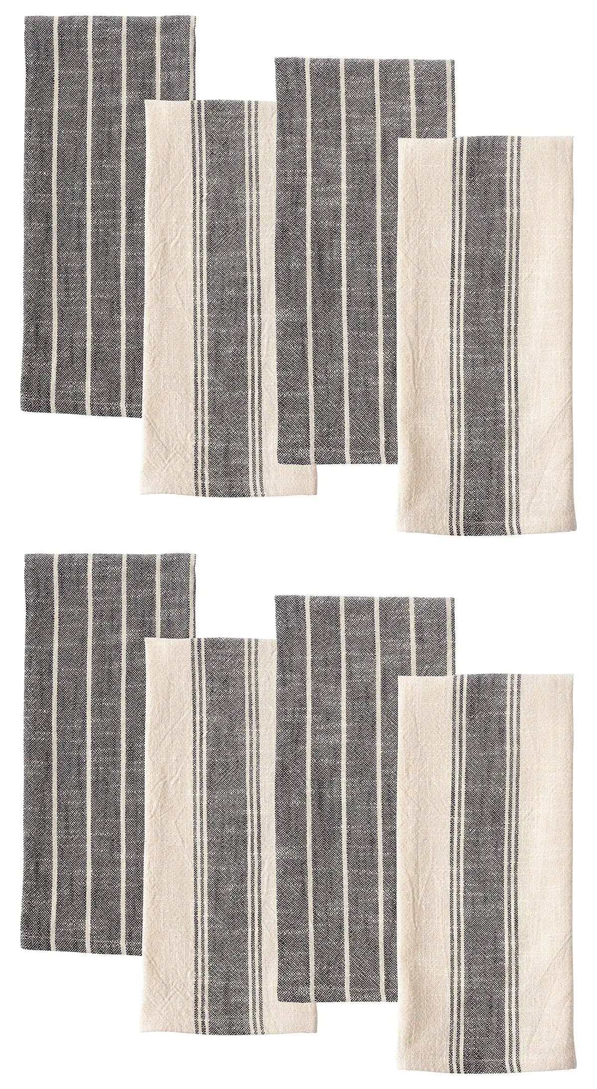 KAF Home Natural Rustic Farmhouse Slubbed Kitchen Towel | 100% Cotton Dish Towel 18 x 28 Inches | Soft and Absorbent | (Black 18 x 28-8 Pack)