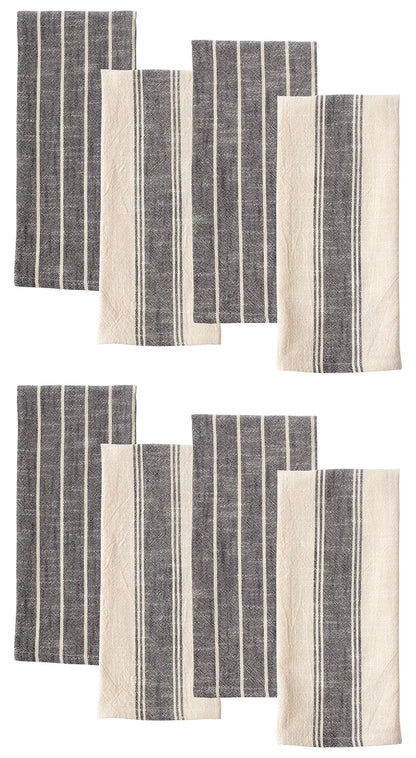 KAF Home Natural Rustic Farmhouse Slubbed Kitchen Towel | 100% Cotton Dish Towel 18 x 28 Inches | Soft and Absorbent | (Black 18 x 28-8 Pack)