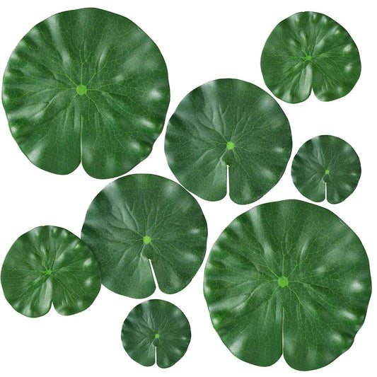 thovorrnl 8 Pcs Artificial Floating Plants Lotus 4 Size Leaf Realistic Water Lily Pads for Home Garden Ponds Pool Aquarium Fish Tank Landscape Decoration