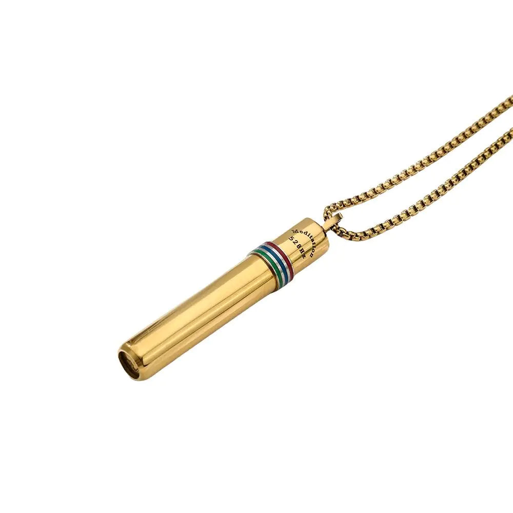 528 hz Breathing Necklace Anxiety Necklace 528 hz Whistle Breathing Necklace for Meditation Tuning Tools Mindful Breathing Necklace Calming Necklace Stress Relief for Women Men (Gold)