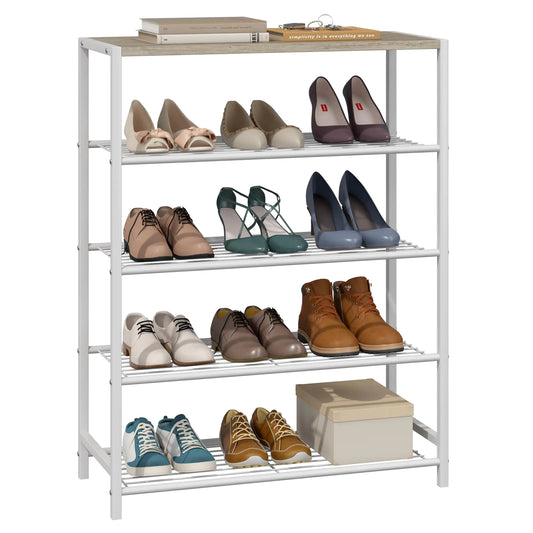 Yusong 5-Tier Narrow Shoe Rack for Closet Small Shoe Storage Organizer for Entryway Slim Shoe Shelf Skinny Shoe Stand Tall Shoe Tower for Hallway Each Tier Fits 3 Pairs of ShoesWhite